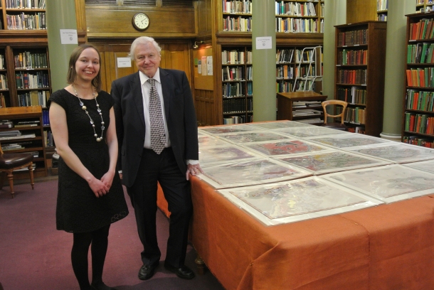 Sir David Attenborough and Victoria Woodcock with the newly discovered map
